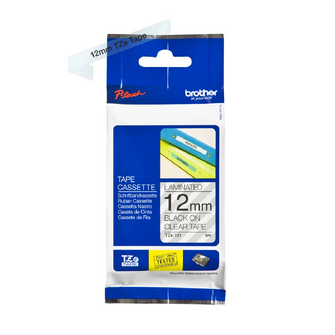 Brother - Cassette à ruban TZe-131 pour étiqueteuse Brother | 12mm x 8m | Noir sur Transparent - TZE131