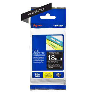 Brother - Cassette à ruban TZe-345 pour étiqueteuse Brother | 18mm x 8m | Blanc sur Noir - TZE345