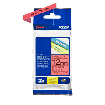 Brother -  Cassette à ruban TZe-431 pour étiqueteuse Brother | 12mm x 8m | Noir sur Rouge - TZE431