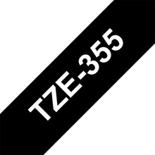 Brother - Cassette à ruban TZe-355 pour étiqueteuse Brother | 24mm x 8m | Blanc sur Noir - TZE355
