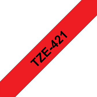 Brother - Cassette à ruban TZe-421 pour étiqueteuse Brother | 9mm x 8m | Noir sur Rouge - TZE421
