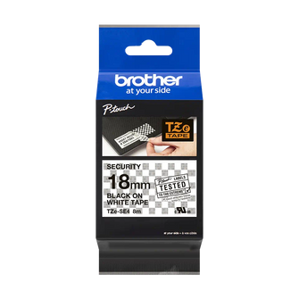 Brother - Cassette originale à ruban pour étiqueteuse Brother | 18 mm x 8m | Noir sur Blanc - TZe-SE4