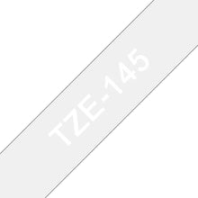 Brother - Cassette à ruban TZe-145 pour étiqueteuse Brother | 18mm x 8m | Blanc sur Transparent - TZE145