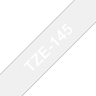 Brother - Cassette à ruban TZe-145 pour étiqueteuse Brother | 18mm x 8m | Blanc sur Transparent - TZE145