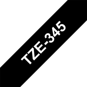 Brother - Cassette à ruban TZe-345 pour étiqueteuse Brother | 18mm x 8m | Blanc sur Noir - TZE345