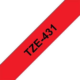 Brother -  Cassette à ruban TZe-431 pour étiqueteuse Brother | 12mm x 8m | Noir sur Rouge - TZE431